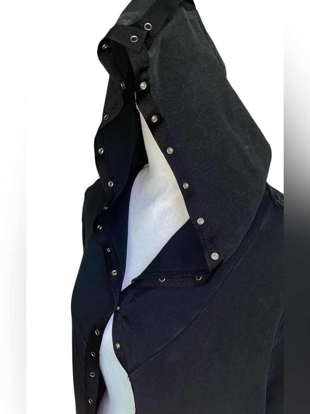 SOFT SURROUNDINGS Hooded Maxi Cardigan Duster Snap Details Black Size Medium - Picture 3 of 4